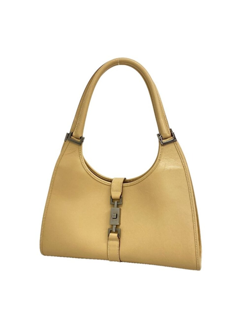 Gucci Handbag Jackie Leather Light Brown Silver